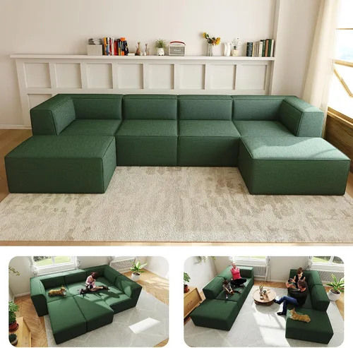 Miniatura 37 de Sofá Seccional Comprimido de 106" Sofás Modulares en Forma de L con Chaise, Espuma de Alta Densidad Sin Ensamblaje Requerido, 4 Piezas