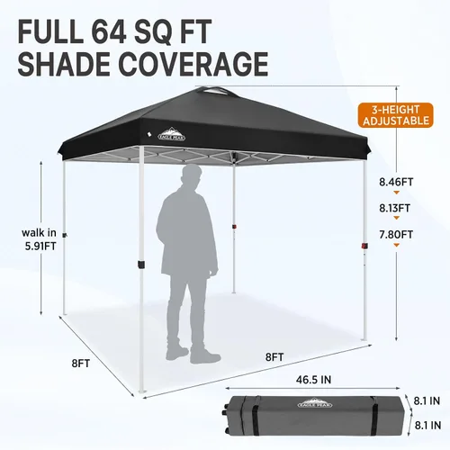 Miniatura 574 de EAGLE PEAK Tienda de campaña desplegable con bolsa de transporte con ruedas, 8 estacas, 4 cuerdas, 4 bolsas de peso, toldo de tienda de campaña
