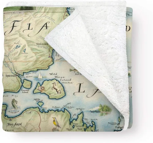 Miniatura 30 de Xplorer Maps Manta de forro polar del Parque Nacional Acadia Manta de 58 x 50 pulgadas Arte original dibujado a mano