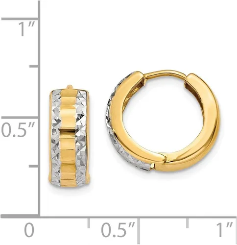 Miniatura 4 de Aretes de aro con bisagras de oro de dos tonos amarillo y blanco de 14 quilates (0.394 in x 0.197 in), Oro blanco