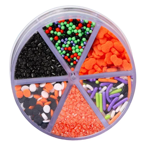 Miniatura 10 de Sweets Indeed Tarro de 6 celdas de Halloween - 6 compartimentos variados para espolvorear Decoraciones comestibles para pasteles para cupcakes