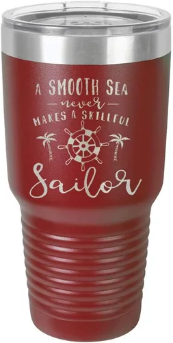Miniatura 10 de Un mar suave nunca hace un sillón hábil grabado de 325 ml vaso de acero con recubrimiento de polvo grabado por láser taza de viaje de camello polar