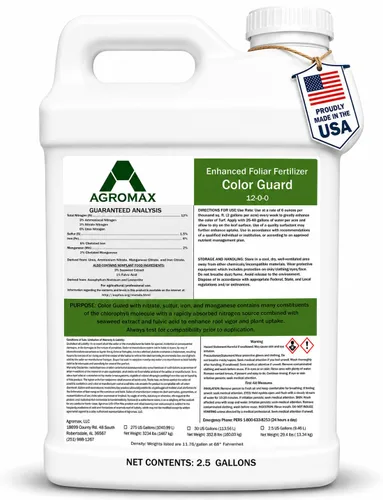 Protector de color 12 0 0 0 (2.5 galones) - Fertilizante de nitrógeno líquido mejorado con hierro quelado y micronutrientes (potenciador de color y