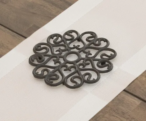 Miniatura 4 de GASARÉ, Salvamanteles de hierro fundido para platos calientes, ollas y sartenes, salvamanteles de metal, diseño victoriano, tapas de patas de goma