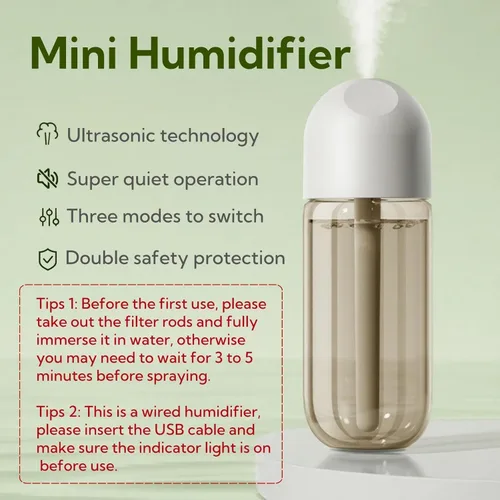 Humidificador portátil pequeño con boquilla doble, humidificadores grandes de niebla fría, puertos de pulverización dobles, protección contra