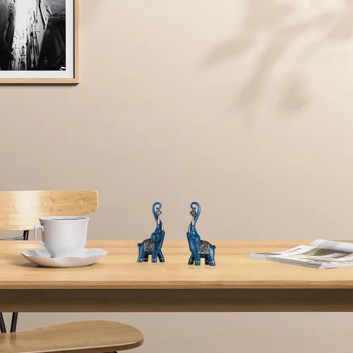 Miniatura 9 de DOVDOV Estatua de elefante, elefante azul, decoración del hogar, estatua de elefante de buena suerte, decoración para el hogar, regalo de elefante
