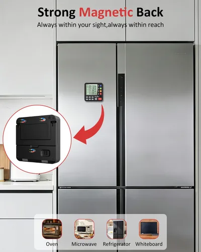 Miniatura 4 de Temporizador digital de cocina para cocinar, temporizador de cuenta regresiva de 4 canales con alarma fuerte y modo silencioso, pantalla grande
