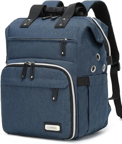 Miniatura 9 de Mochila de Ganchillo, Mochila Bolsa de Tejer Organizador de Almacenamiento de Hilo Bolsa de Ganchillo de Viaje con Puerto de Carga USB, Bolsa Tote