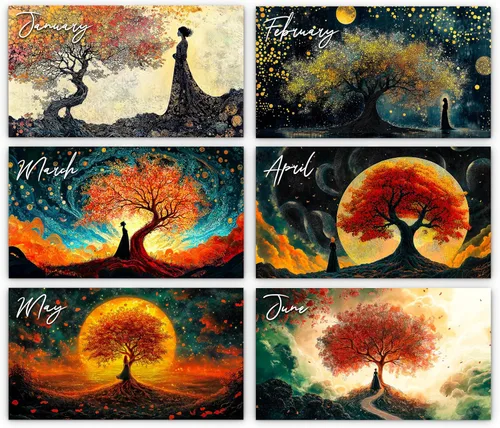 Miniatura 3 de Calendario de pared 2026 Árbol de la vida de Kaleidoscope Artisan – Diseños místicos encantadores con días festivos