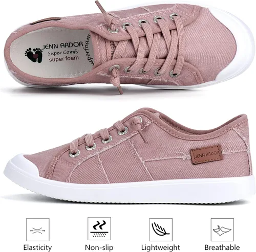 Miniatura 33 de JENN ARDOR - Tenis de lona para mujer, mocasines de meter, moda estilo casual 2022, punta redonda, suaves, cómodos, zapatos planos para caminar