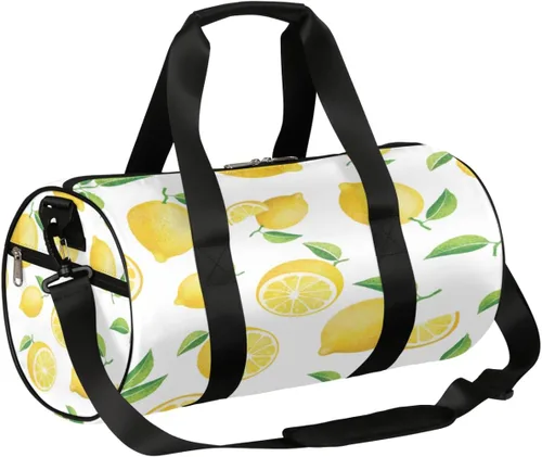 Bolsa de lona de limón en rodajas con correa de hombro desmontable, bolsa de gimnasio deportiva para estudiantes, bolsa deportiva de 17.6 x 9 x 9
