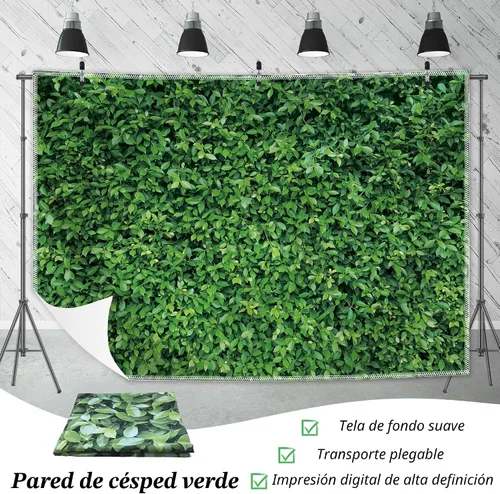 Miniatura 2 de Telón de fondo de hojas verdes – Fondo de fotografía de poliéster verde natural para decoración de cumpleaños, boda, pancarta de pared de tela