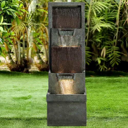 Miniatura 9 de Fuente de agua para jardín, 40 pulgadas, fuente de agua para uso al aire libre en patio, jardín, patio trasero y decoración del hogar Gris1