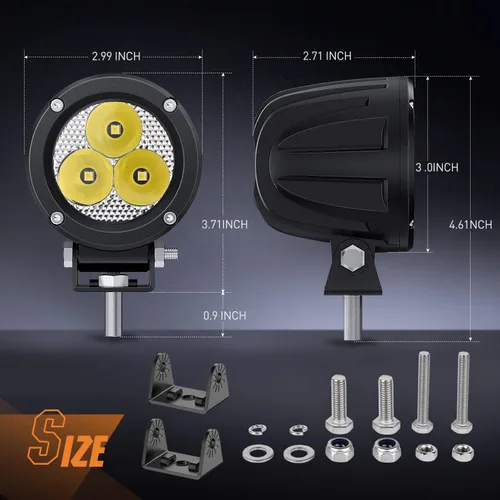 Miniatura 2 de Nilight Focos LED Redondos de 3 Pulgadas para Motocicleta, 2 Unidades, Focos LED Antiniebla Puntuales de 1550LM con EMC Integrado, Luz Auxiliar