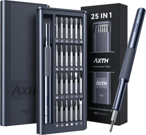 AXTH Juego de destornilladores pequeño 25 en 1 de precisión, kit de herramientas de reparación mini magnético profesional para teléfono,