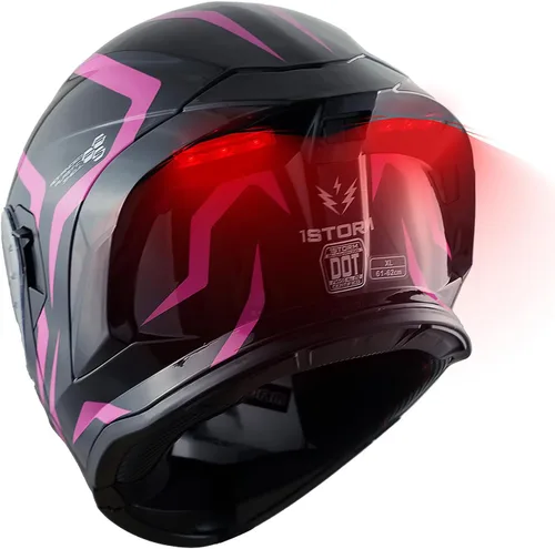 Miniatura 16 de 1Storm Nuevo Casco Modular de Motocicleta con Visera Dual, Protección Solar Completa y Luz Trasera LED Recargable: LED-X90 Flecha Azul