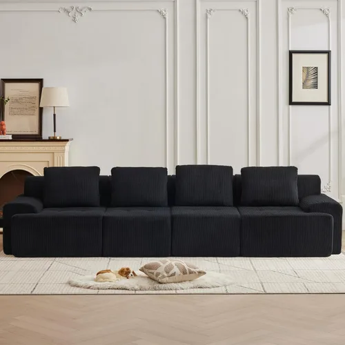 Miniatura 19 de Modular Sectional Sofa with Movable Ottoman, 1 Seat Deep Seat Couch with 1 Pillow, Comfy Cloud Sectional Sofa for Living Room, Bedroom and Apartment