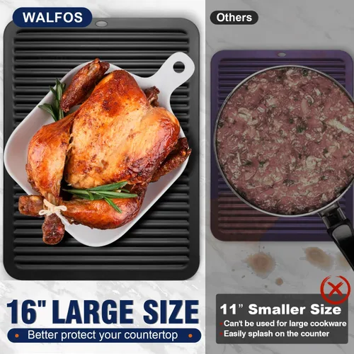 Miniatura 2 de Walfos Salvamanteles grandes de silicona de 16 x 12 pulgadas, salvamanteles para ollas y sartenes calientes, resistentes al calor, almohadillas