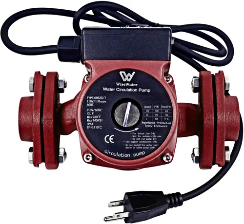 WiseWater - Bomba de circulación de 110 V, bomba de recirculación de agua caliente de 130 W, 13 GPM, bomba de circulación conmutable de 3 Rojo