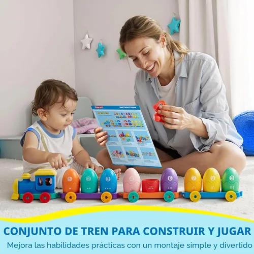 Miniatura 6 de Juguetes de aprendizaje para niños pequeños de 1, 2, 3 años, juego de conteo, clasificación y emparejamiento Montessori con tren de dinosaurios que