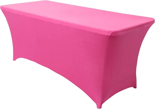 Miniatura 37 de Obstal Funda de mesa de elastano elástica de 4 pies para mesas plegables estándar, paquete de 2 manteles rectangulares universales ajustables