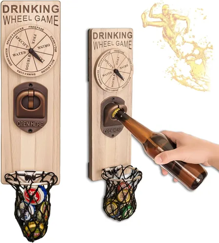 Miniatura 15 de Abrebotellas de cerveza montado en la pared con receptor de tapa magnética, abrebotellas magnético de madera para refrigerador, regalos de cerveza