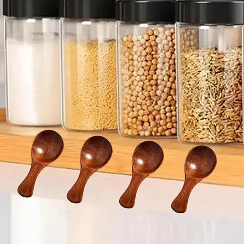 Miniatura 6 de Asanta - 6 mini cucharas de madera, cucharas pequeñas de 3.2 pulgadas para frascos de especias, cuchara pequeña de madera para condimentos para sal