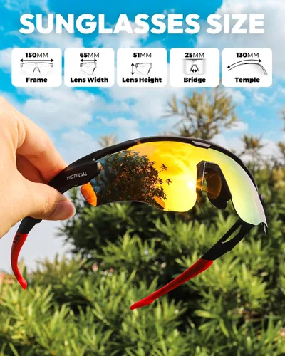 Miniatura 6 de VICTGOAL Gafas de ciclismo para hombres y mujeres con lentes polarizadas, protección UV, gafas de sol de ciclismo TR90 marco para gafas de bicicleta