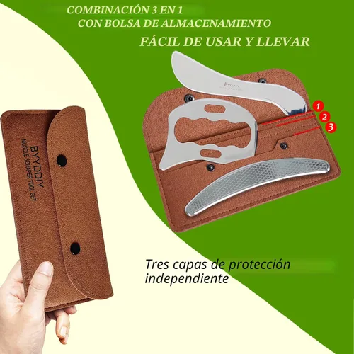 Miniatura 7 de BYYDDIY 3 en 1 304 Juego de herramientas de raspador muscular de acero inoxidable, herramientas de masaje de raspado para terapia física
