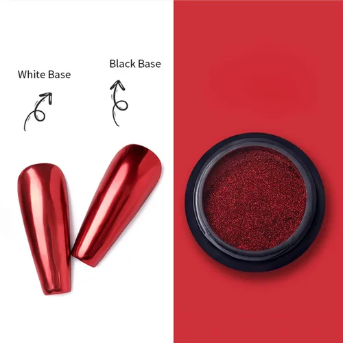Miniatura 4 de Polvo de uñas cromado rojo, espejo de uñas de Navidad, polvo holográfico, metálico, efecto de espejo, manicura, pigmento con purpurina, decoraciones