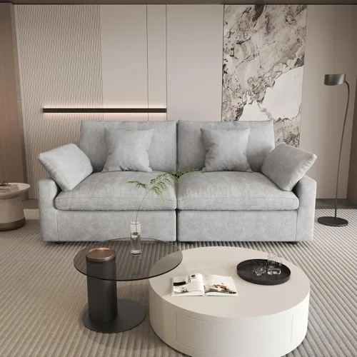 Miniatura 39 de WJShome Sofá Seccional Cloud Couch de 83 pulgadas para sala de estar, sofá seccional modular relleno de plumón, sofás en forma de L con otomana