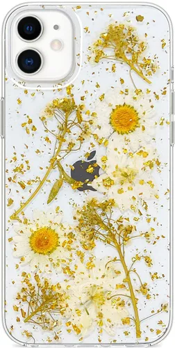 Miniatura 9 de Abbery Funda transparente para iPhone 11 con diseño de flores moradas, bonita funda protectora de silicona suave TPU real seca prensada floral