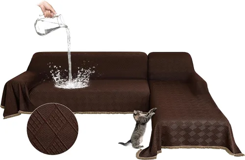 Miniatura 9 de Fundas impermeables para sofá modular en forma de L, 2 piezas, lavable, en forma de L, protector de muebles acolchado de jacquard para perros, Gris
