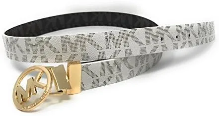 Miniatura 3 de Michael Kors Cinturón reversible para mujer blancomarrón con hebilla dorada BlancoMarrón
