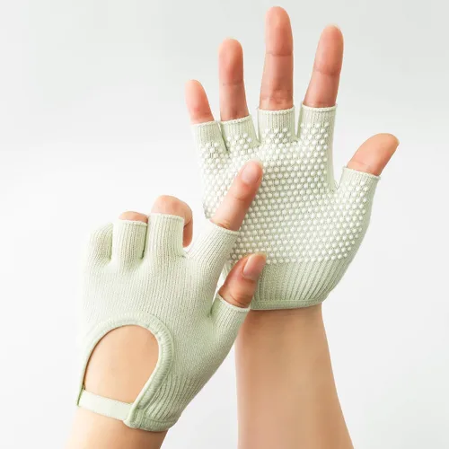 Miniatura 3 de Guantes de yoga antideslizantes sin dedos, ideales para pilates, barras, yoga de aire y entrenamientos de fitness, tela transpirable con agarre