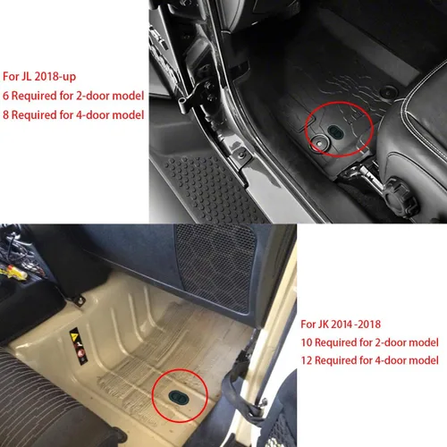 Miniatura 4 de Tapón de drenaje de bandeja de piso para Jeep Wrangler JK JL 2014-2025 y Gladiator JT 2020-2025, tapón de cuerpo de bandeja de piso para Jeep, 4