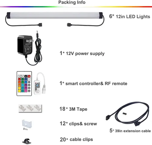 Miniatura 8 de Iluminación LED para debajo del gabinete, luces regulables debajo del mostrador, WiFi Smart Controlled, RGB, 12 pulgadas, lámparas enlazables