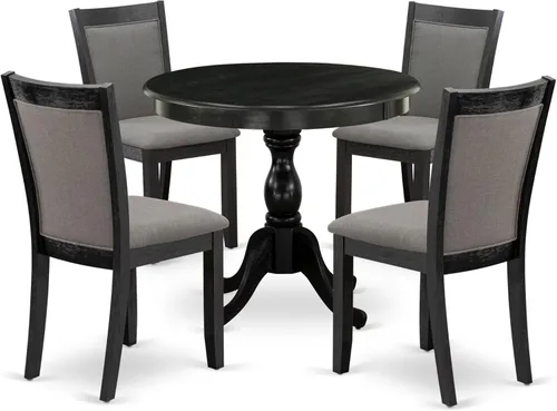 Miniatura 15 de East West Furniture AMMZ3-AB6-06 - Juego de mesa de comedor moderno de 3 piezas que contiene una mesa de cocina redonda con pedestal y 2 sillas