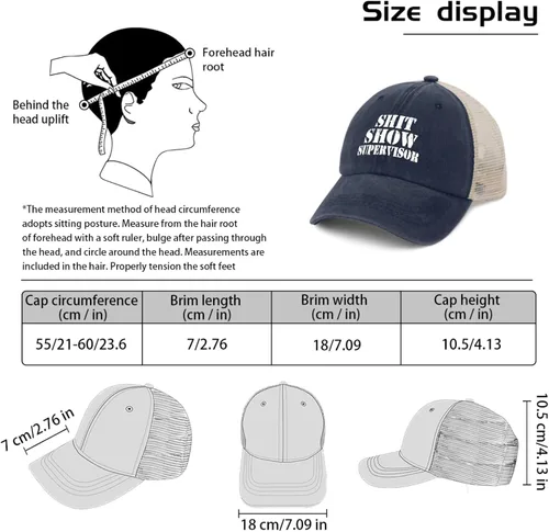 Miniatura 4 de Gorra de béisbol Shit Show Crew Member Gorra de béisbol para mujer Gorra de mezclilla gráfica ajustable