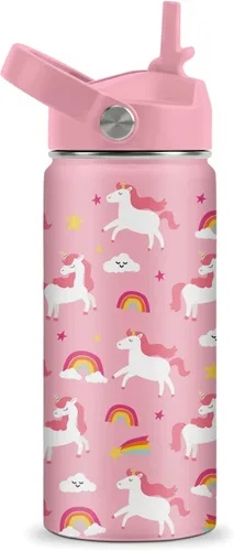 Miniatura 41 de Axolotl - Botella de agua de 12 onzas con tapa con pajilla, botella de agua de acero inoxidable con diseño de ajolotes para niñas, taza aislada