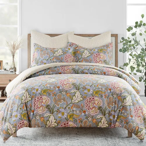 Miniatura 9 de Levtex Home Angelica - Juego de colcha reversible individual (80x106 pulgadas) con 1 funda de almohada (26x20 pulgadas) - Ropa de cama floral - Azul
