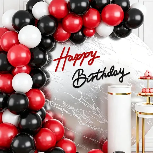 Miniatura 42 de TONIFUL Cartel de feliz cumpleaños para telón de fondo, pancarta de fieltro negro, incluye pegamento de puntos, perfecto para telón de fondo