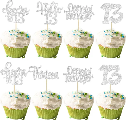 Miniatura 25 de 30 piezas Adornos para pastel de cumpleaños de 6 años, seis brillos, hola 6, púas para cupcakes, felicitaciones a los 6 años, decoraciones