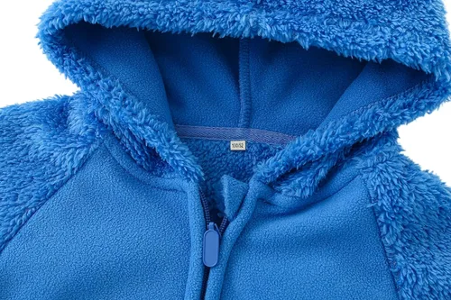 Miniatura 3 de AMIYAN Sudadera con capucha de forro polar con forma de orejas de oso, sudadera con capucha y cremallera para niños pequeños