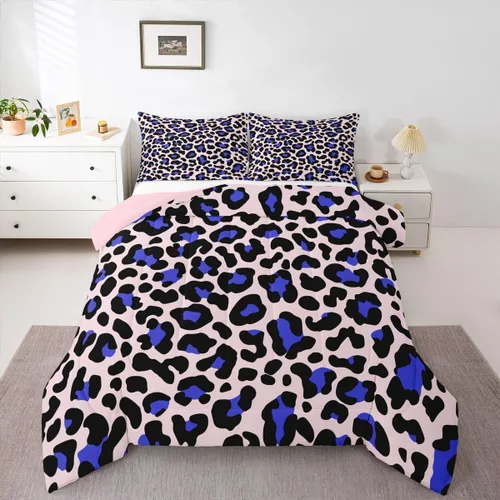 Miniatura 49 de Erosebridal Juego de edredón con estampado de leopardo, tamaño individual para niños, edredón de guepardo occidental, negro y gris, juego de ropa