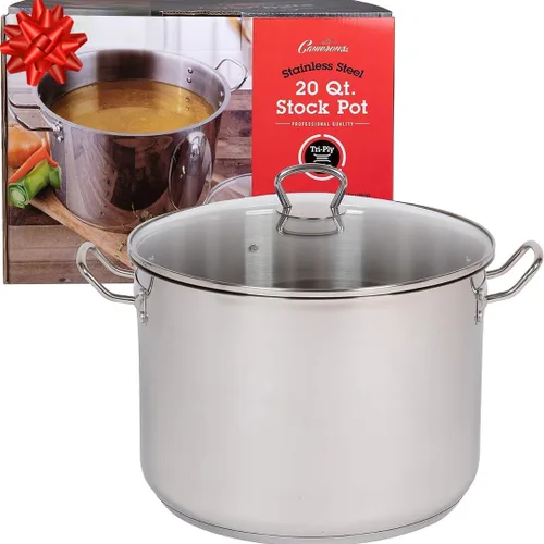 Miniatura 9 de Camerons Olla de 20 cuartos de galón con tapa, olla de acero inoxidable de tres capas de grado profesional 18/10 – Olla de grado comercial
