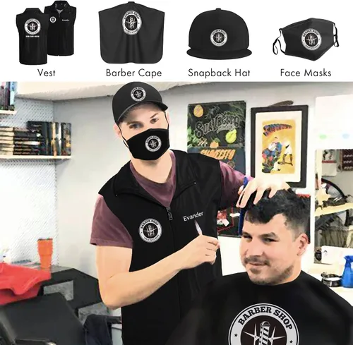 Miniatura 4 de Chaleco de peluquero personalizado para hombre, ropa de trabajo con logotipo de peluquería personalizada, chaqueta con nombre de peluquero, uniforme