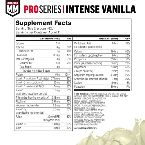Miniatura 2 de Muscle Milk Pro Series Polvo de Suplemento de Proteína, Vainilla Intensa, 2 Libras, 11 Porciones, 50g de Proteína, 3g de Azúcar, 20 Vitaminas