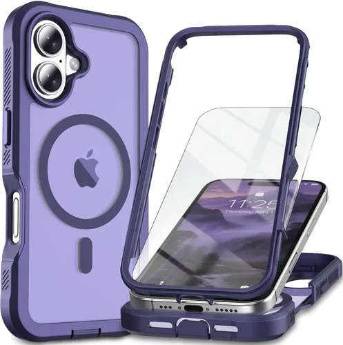 Miniatura 17 de Funda magnética para iPhone 13 Pro Max, protector de pantalla, compatible con MagSafe, protección contra caídas de grado militar, protección