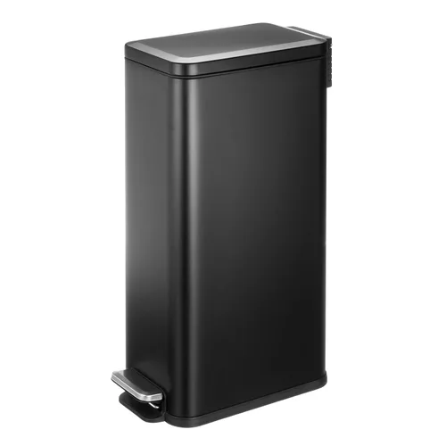 Miniatura 21 de mDesign Pequeño y moderno cubo de basura rectangular de metal con tapa y pedal de 1.3 galones, compacto, con cubo interior extraíble con asa